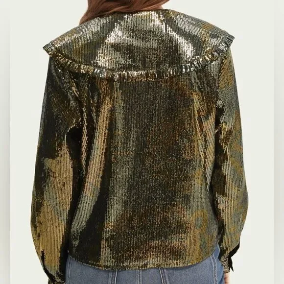 Scotch&Soda collar sequined print blouse